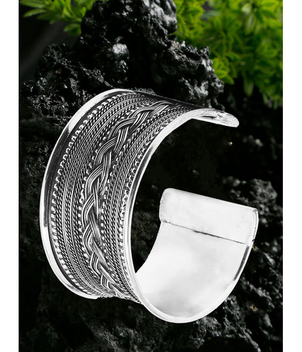 YouBella Jewellery Celebrity Inspired Silver Plated Cuff Bracelet for Girls and Women